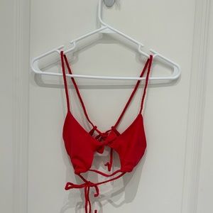 Red Tie Up Bikini Top